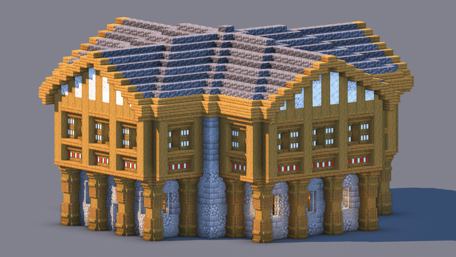 Medieval Trading Hall - Fully Decorated Interior | Download — Minecraft Build by RaekonBuilds