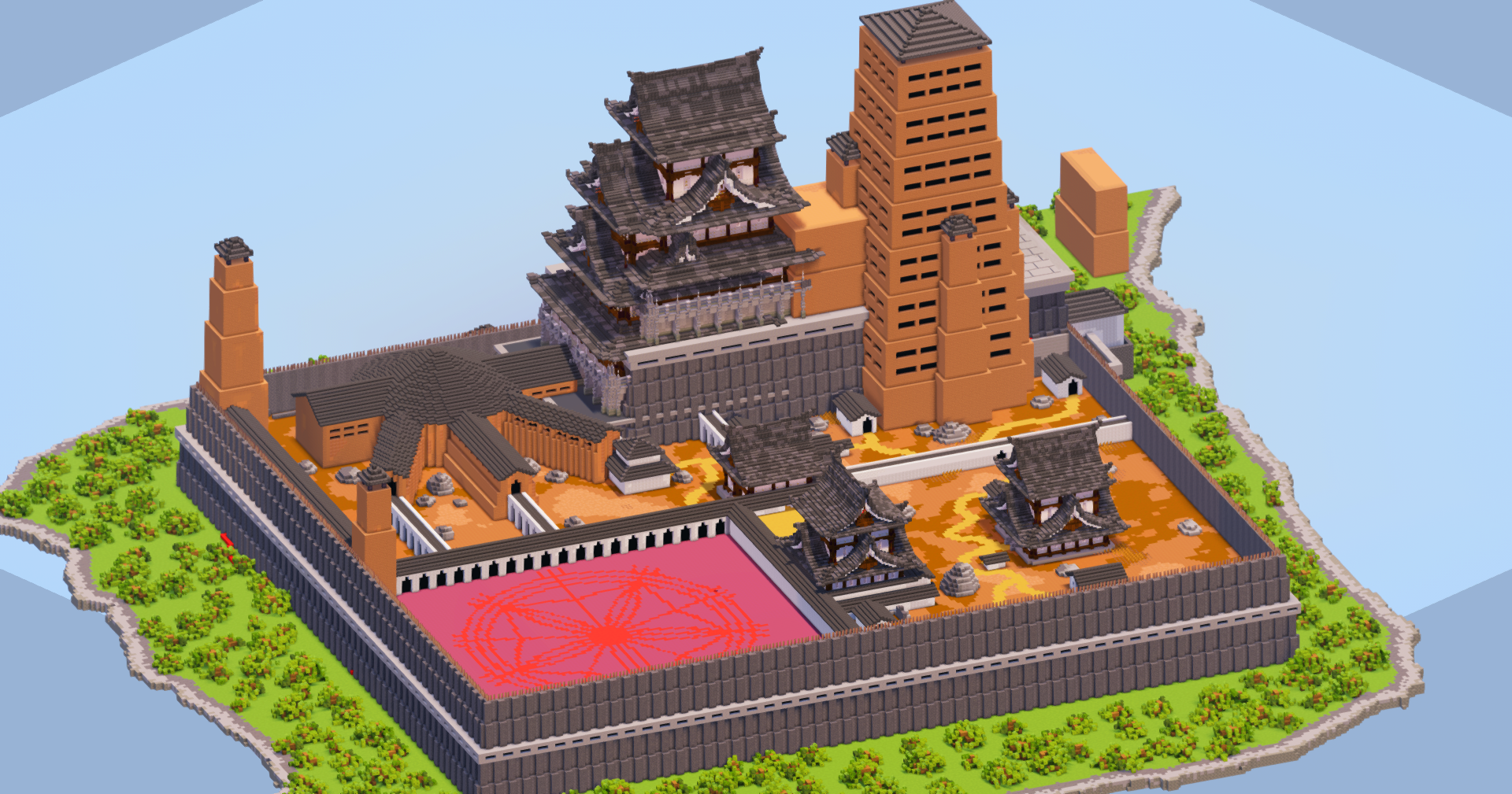 Hozuki Castle 300x300 Blocks Fully Built Map, 1:1 from Boruto