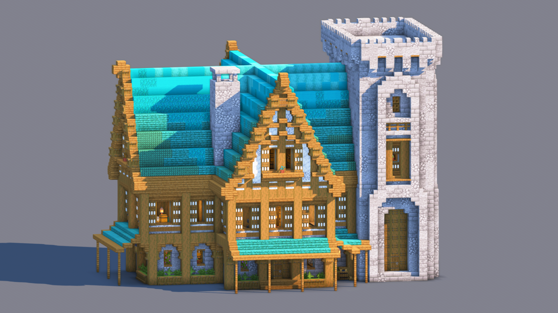 Minecraft Medieval House | Fully Decorated Interior | Survival House Download | Warped Edition