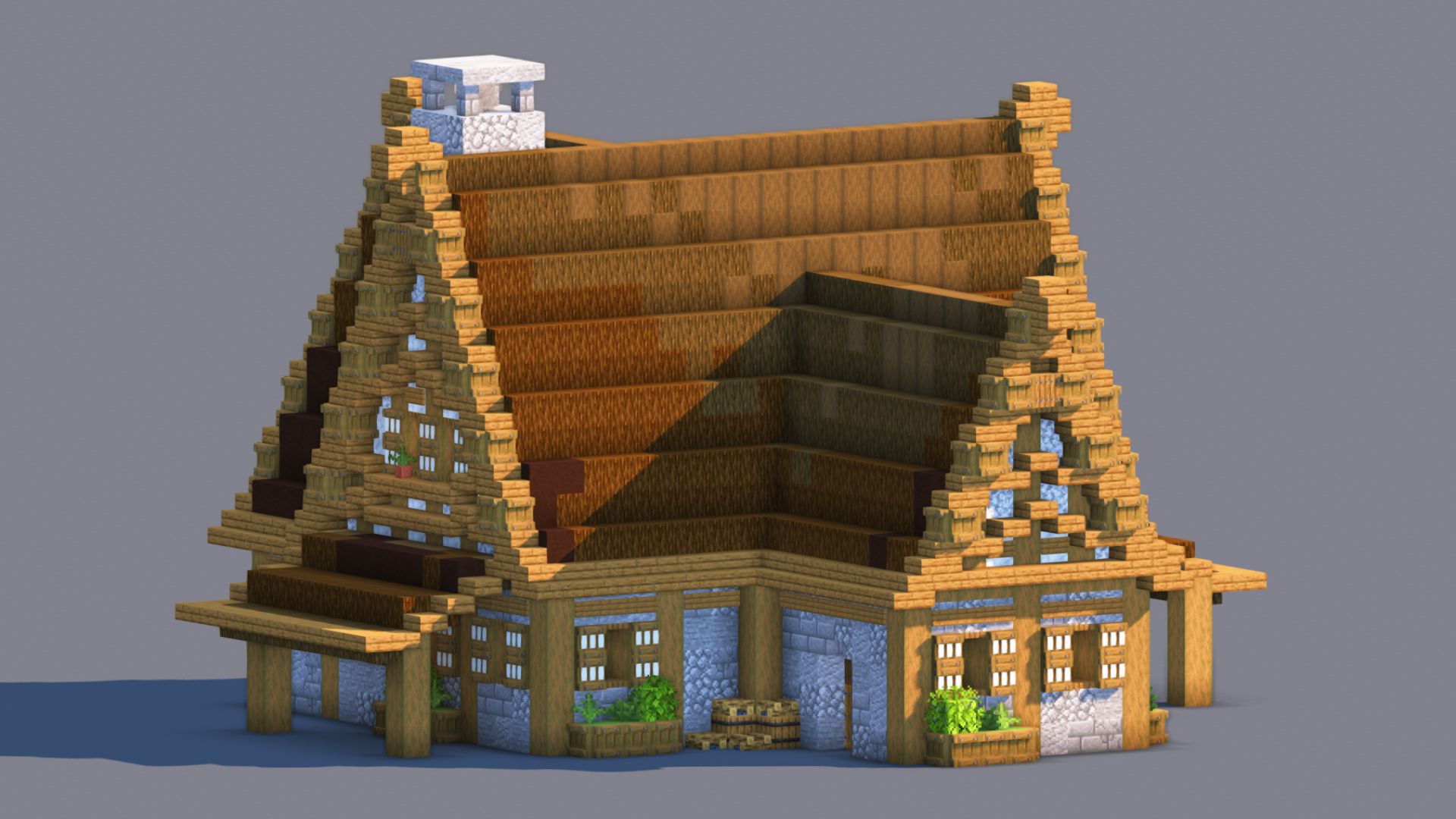 Minecraft Medieval House | Fully Decorated Interior | Survival House Download | Dark Oak Edition — Minecraft Build by RaekonBuilds