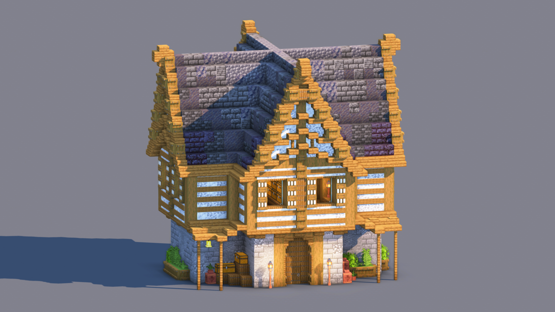 Minecraft Medieval House | Fully Decorated Interior | Survival House Download | Deepslate Edition — Minecraft Build by RaekonBuilds