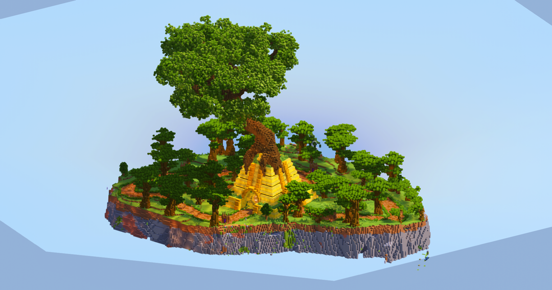 Floating Island with Golden Mayan Temple, Server Spawn with Portals — Minecraft Build by LeonisBuilds