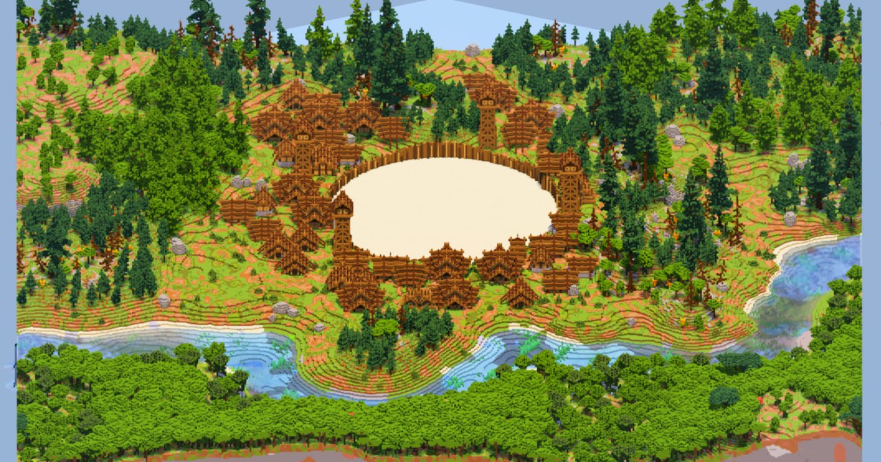 Viking Town with Arena 500x500 blocks Fully Built Map