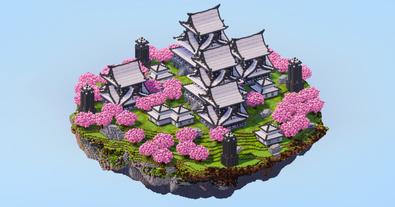 Pale Oak Japanese Floating Island — Minecraft Build by LeonisBuilds