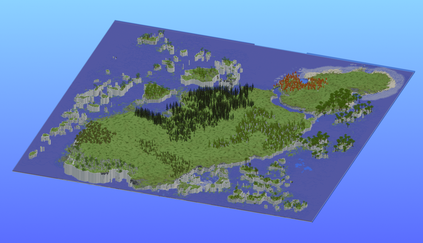 Survival Multibiome Islands 2000x2000 Blocks Custom Map, White Cliffs, Autumn forest, Taiga, Mega Taiga, Cypress, Jungle, Palms, Birch forest, Forest