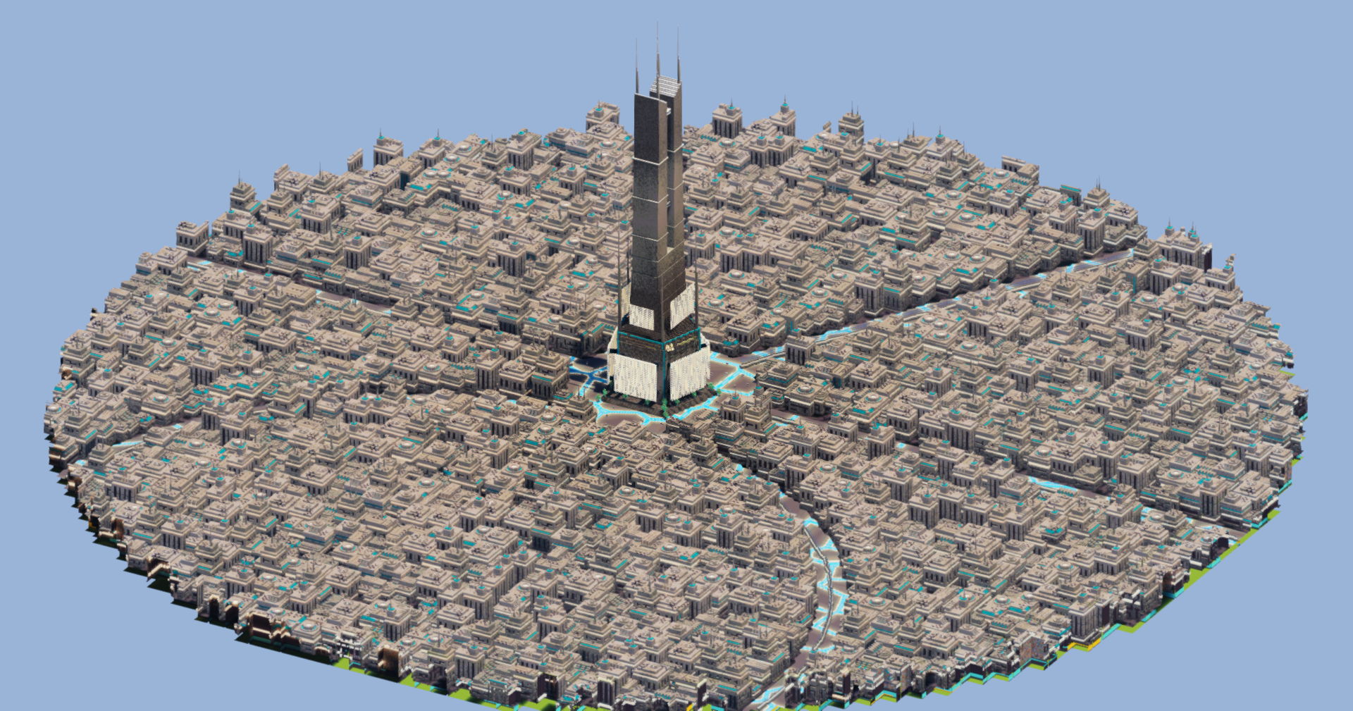 Futuristic Mega City, Fully Built 2500x2500 blocks map