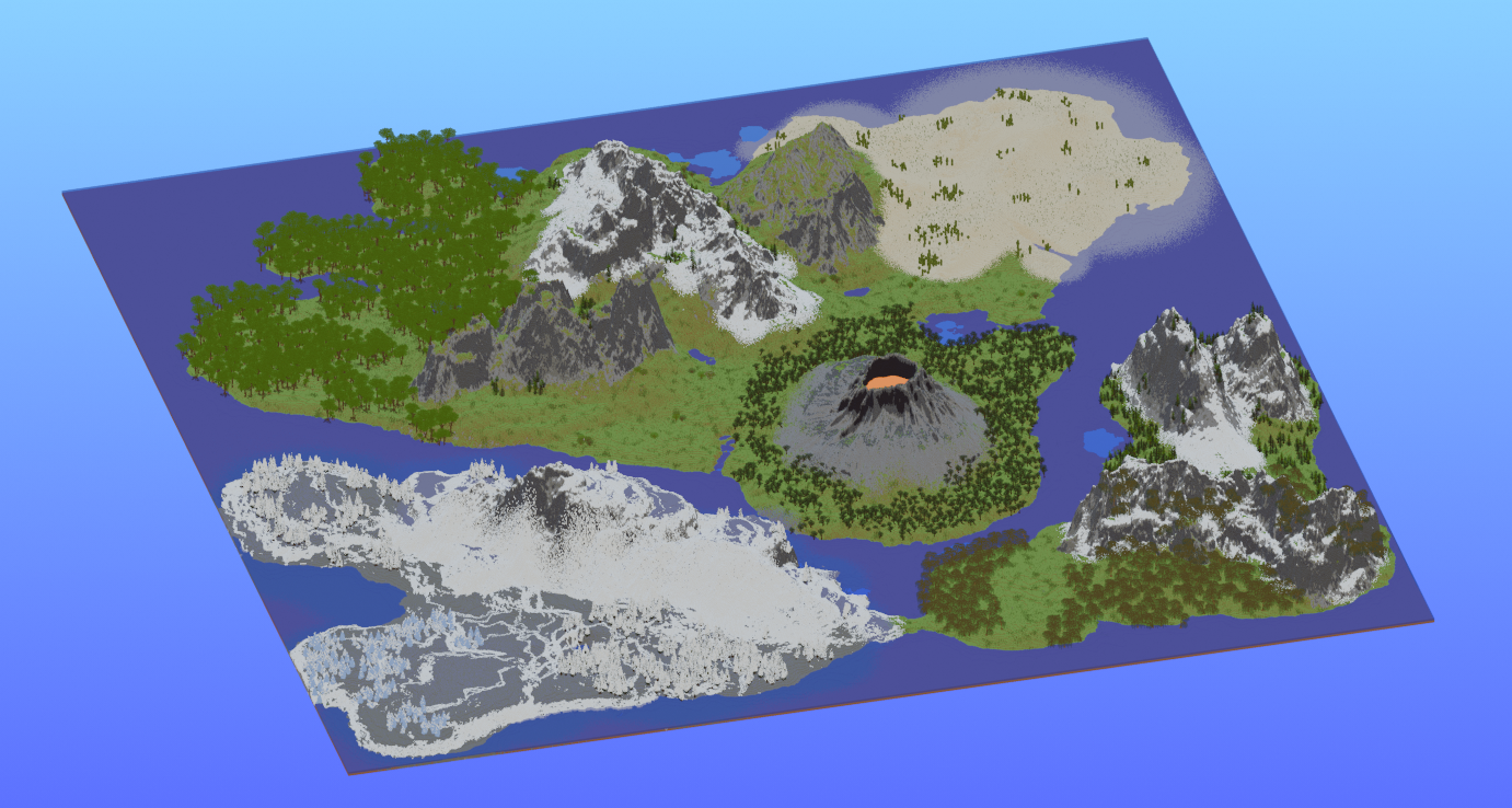 Survival Multibiome Archipelago 2000x2000 Blocks Custom Map, Desert, Dark oak, Taiga, Swamp, Willow, Jungle, Frozen Peaks, Ice Spikes, Snowy Plains, Forest, Volcano