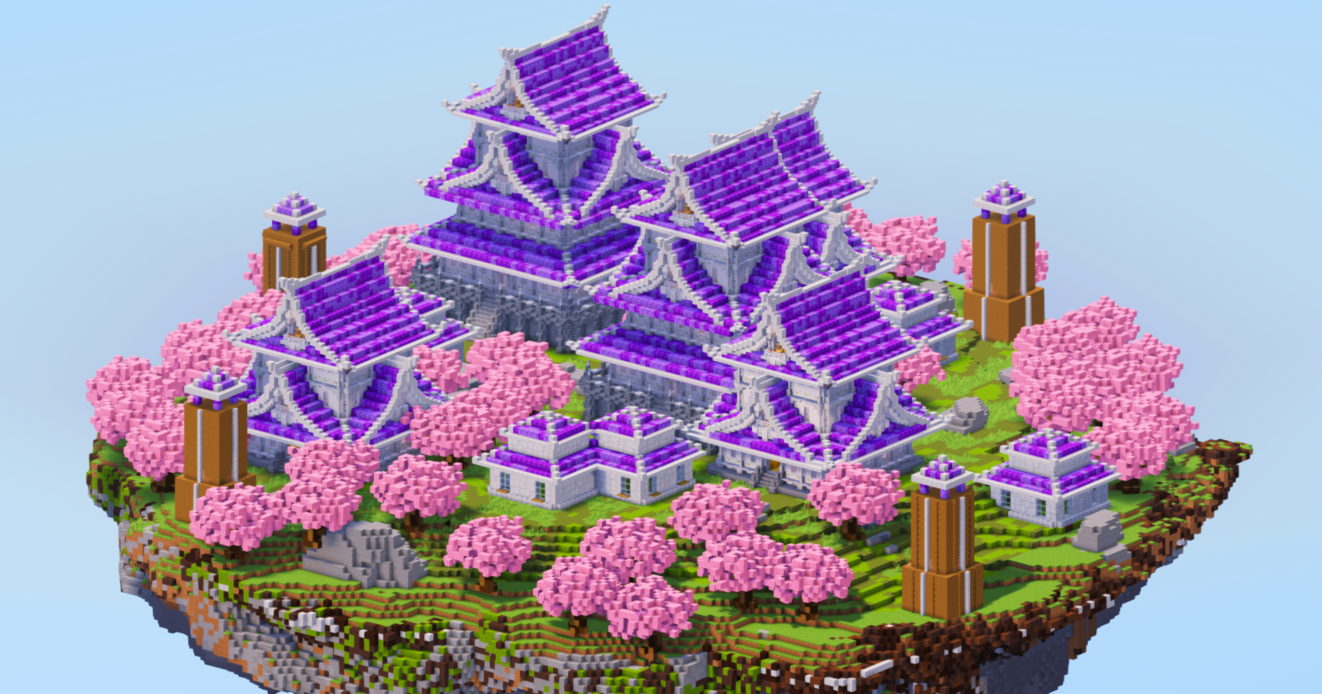 White Amethyst Japanese Floating Island — Minecraft Build by LeonisBuilds