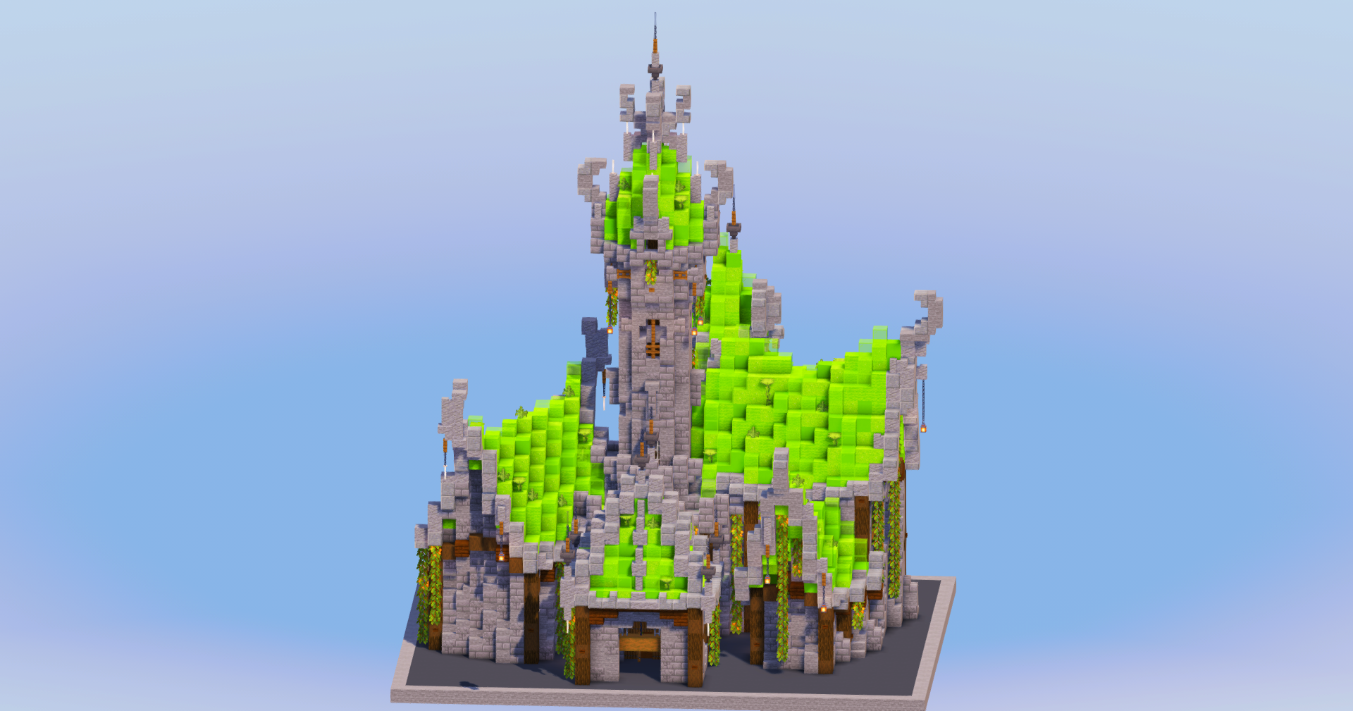 Lime Medieval Fantasy Castle — Minecraft Build by LeonisBuilds