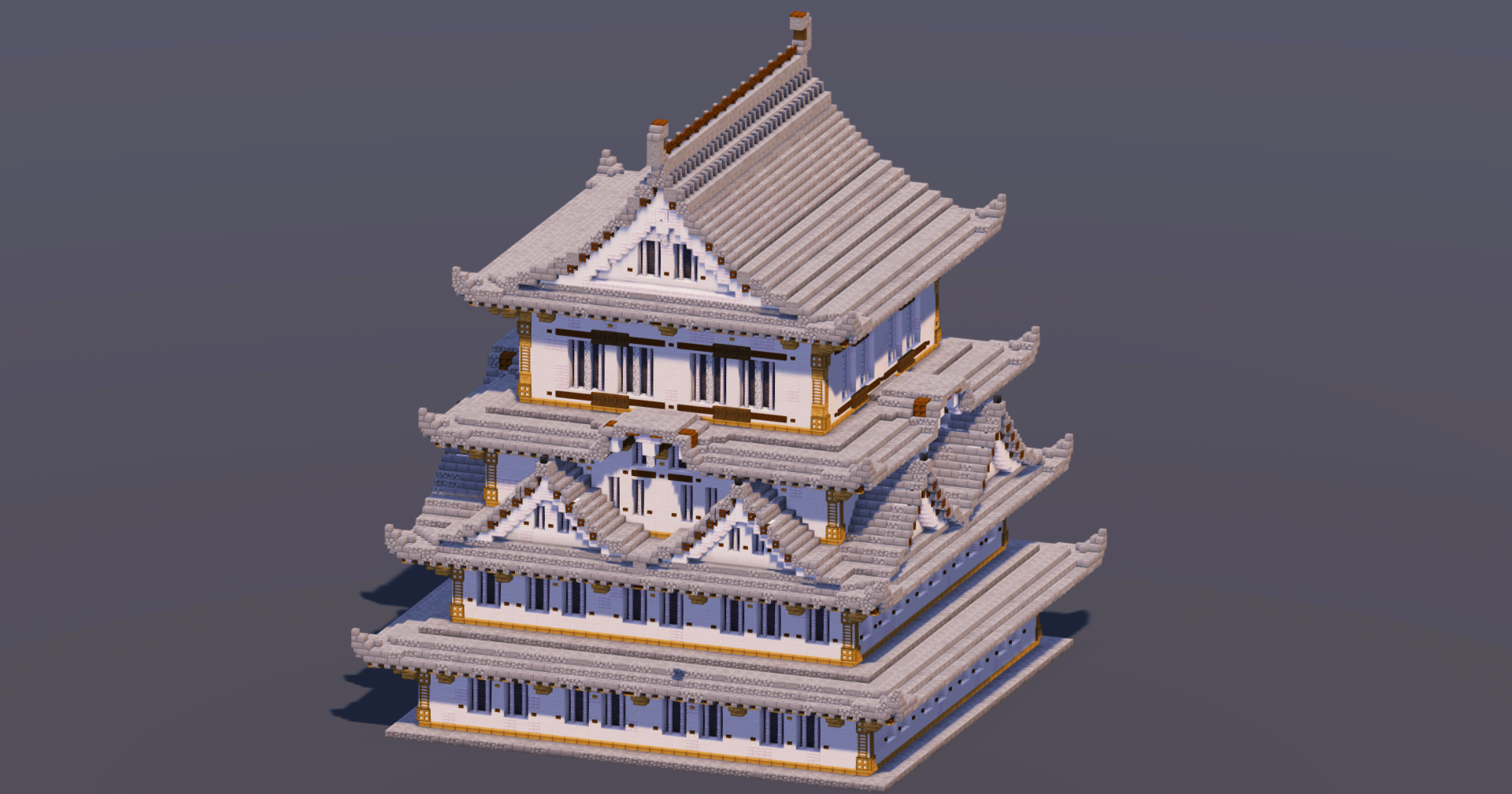 Large Japanese Castle Gray — Minecraft Build by MellowHat