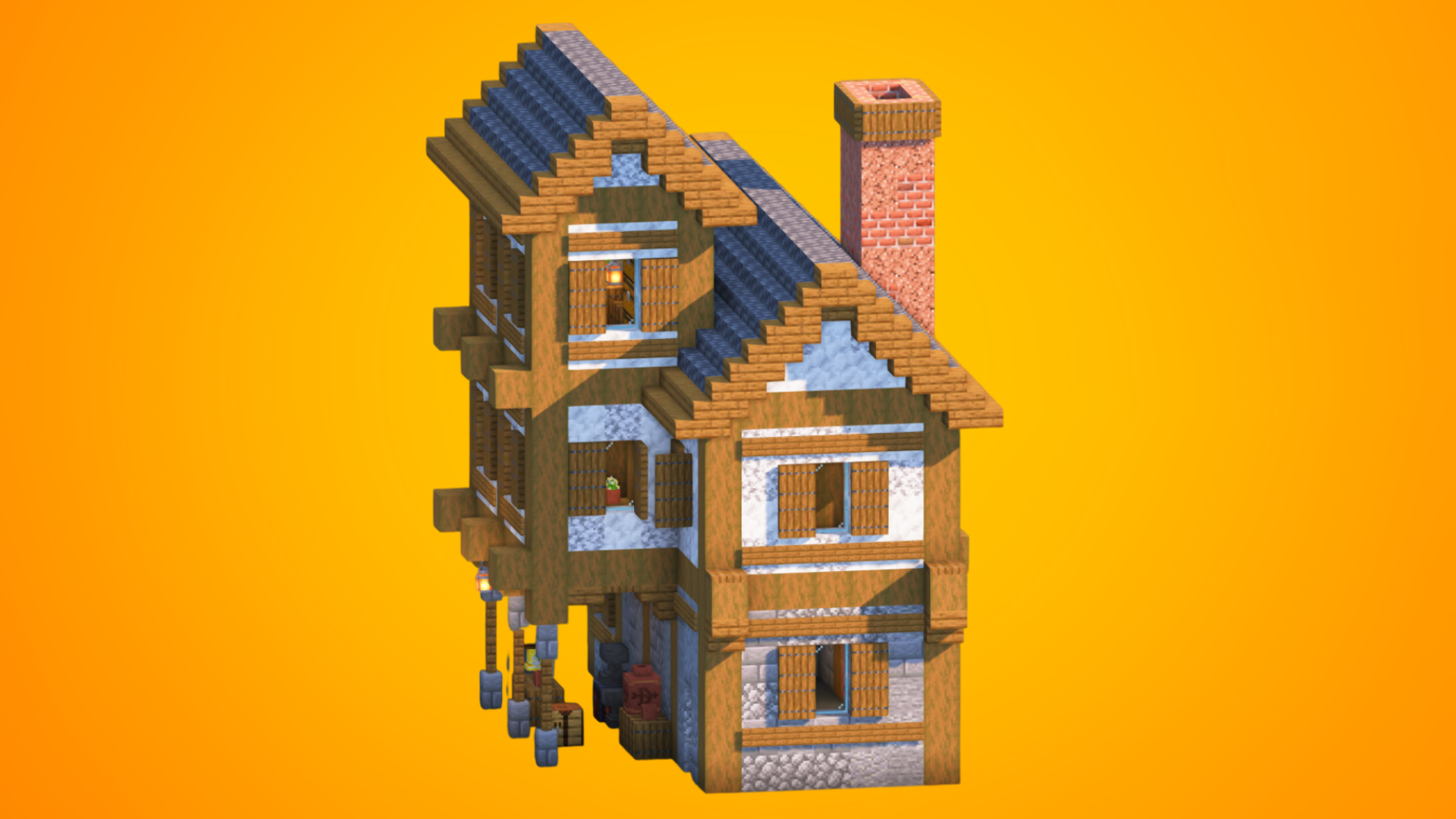 Compact 3-Story Medieval Townhouse | Fully Furnished Interior — Minecraft Build by RaekonBuilds