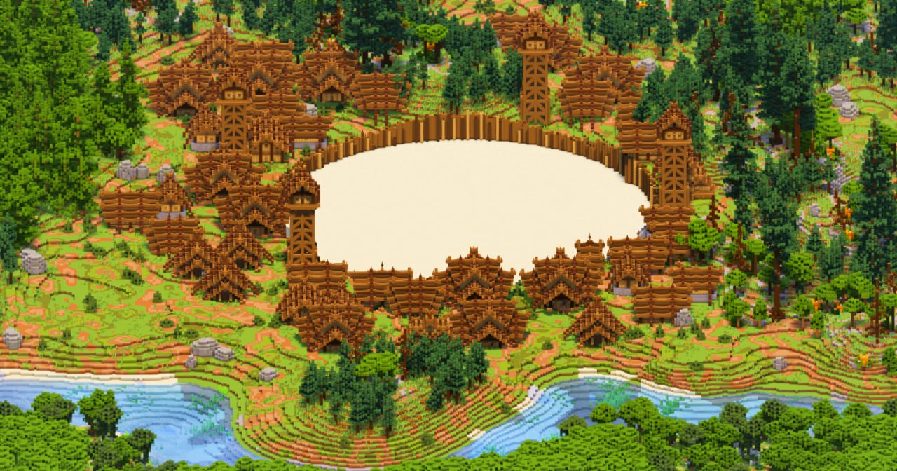 Minecraft Map Large Blocks Viking Town with Arena 500x500 blocks Fully Built Map - Minecraft ...