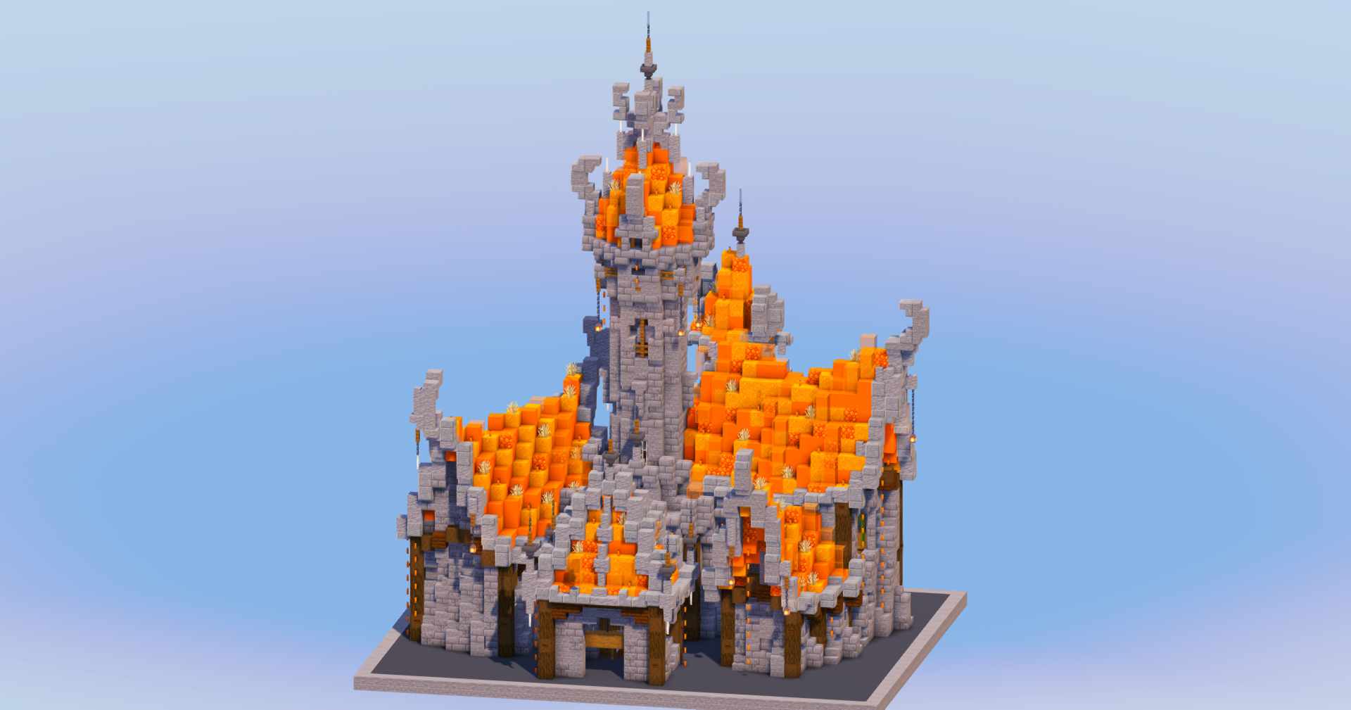 Fire Medieval Fantasy Castle — Minecraft Build by LeonisBuilds