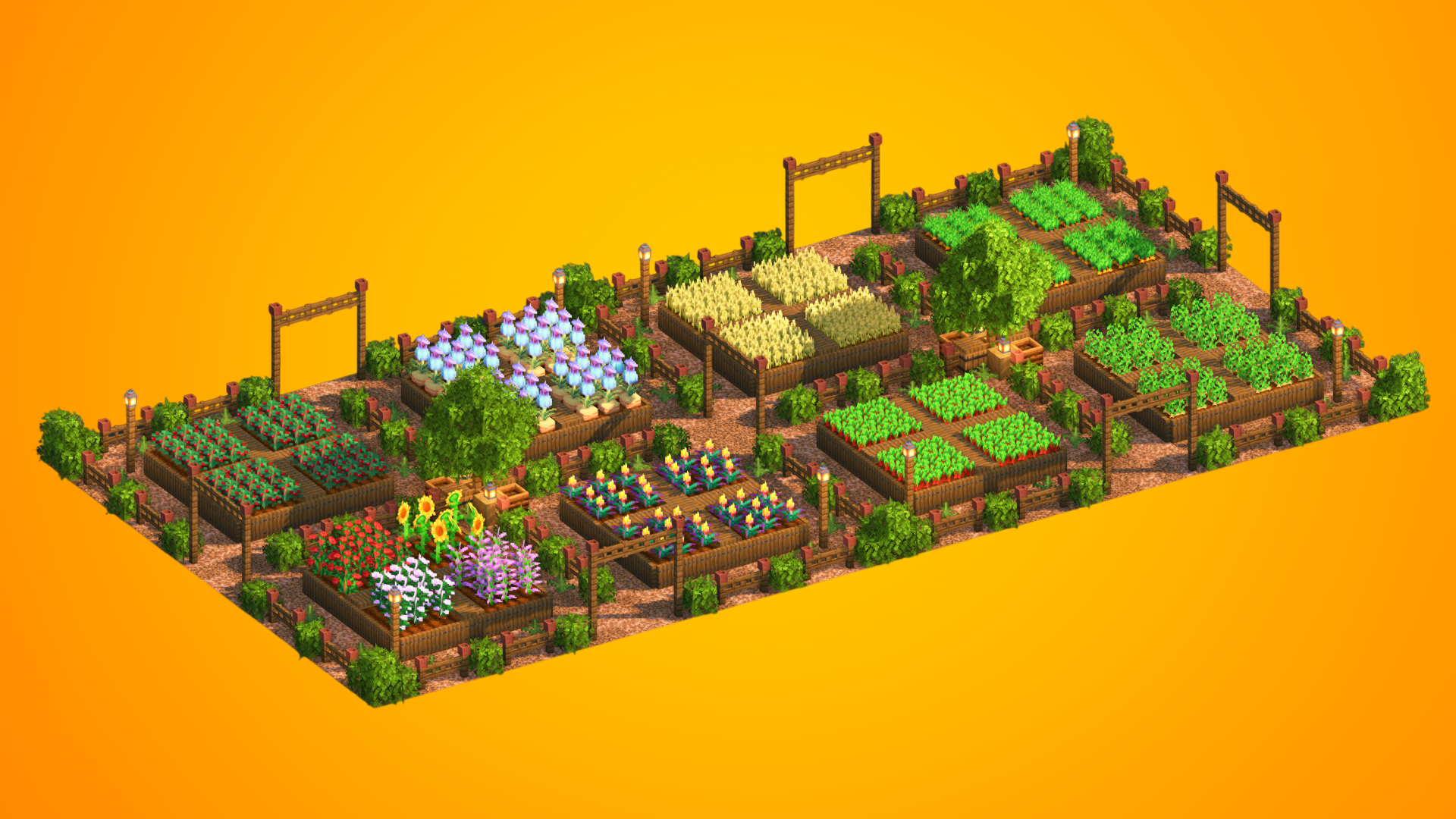 Large Modular Crop & Flower Farm | Survival Layout
