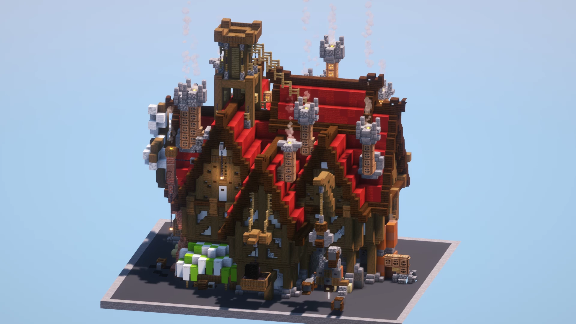 Steampunk Medieval Red House 2