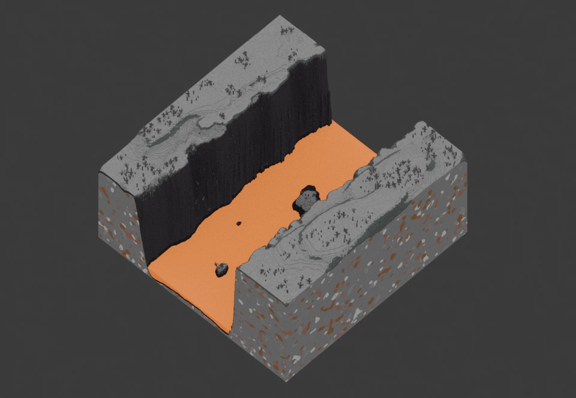 Lava River and Cliffs Custom Map 500x500 Blocks