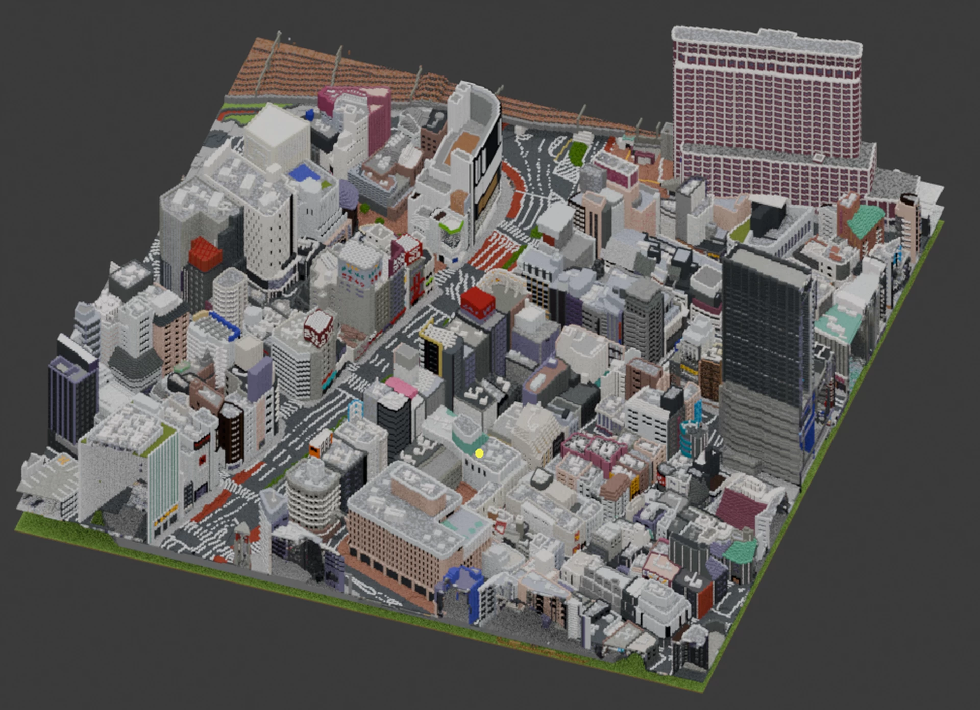 Shinjuku, Tokyo, Japan 1:1, 35°41&amp;#039;37&amp;quot;N 139°42&amp;#039;01&amp;quot;E, 450x450 Blocks Modern City Map