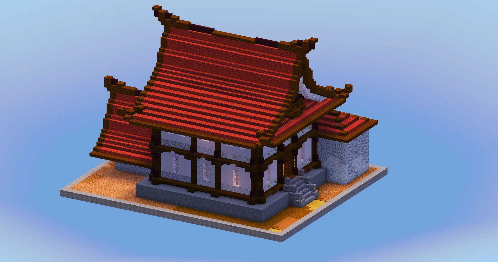 Japanese Temple House Red