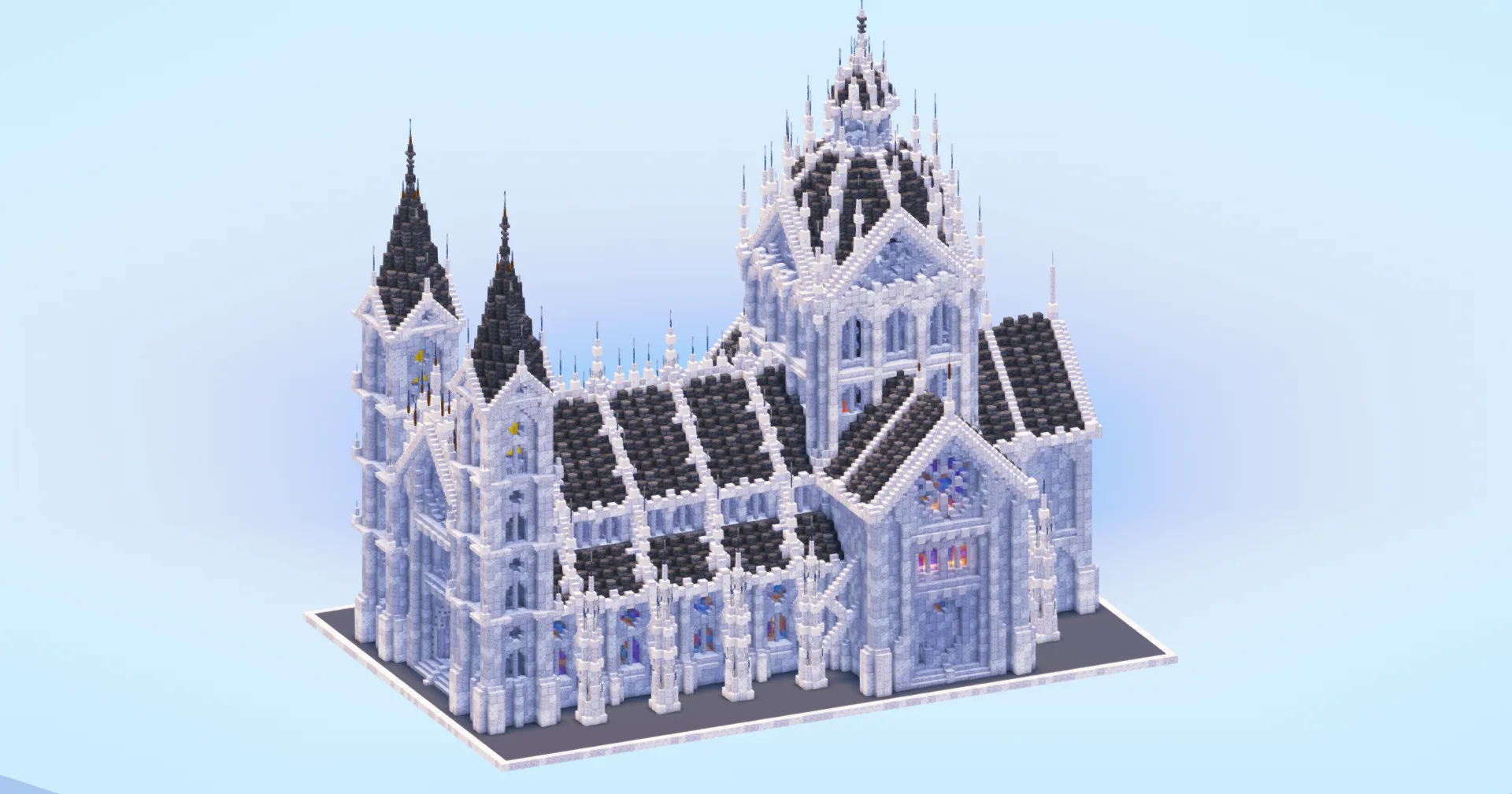 White Gothic Cathedral - Minecraft Build by LeonisBuilds - MinecraftSchem