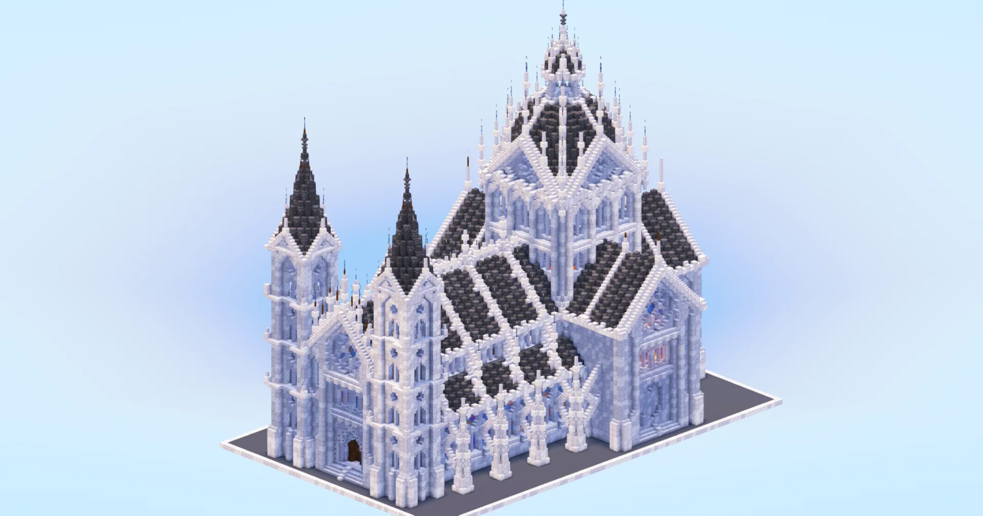 White Gothic Cathedral - Minecraft Build by LeonisBuilds - MinecraftSchem