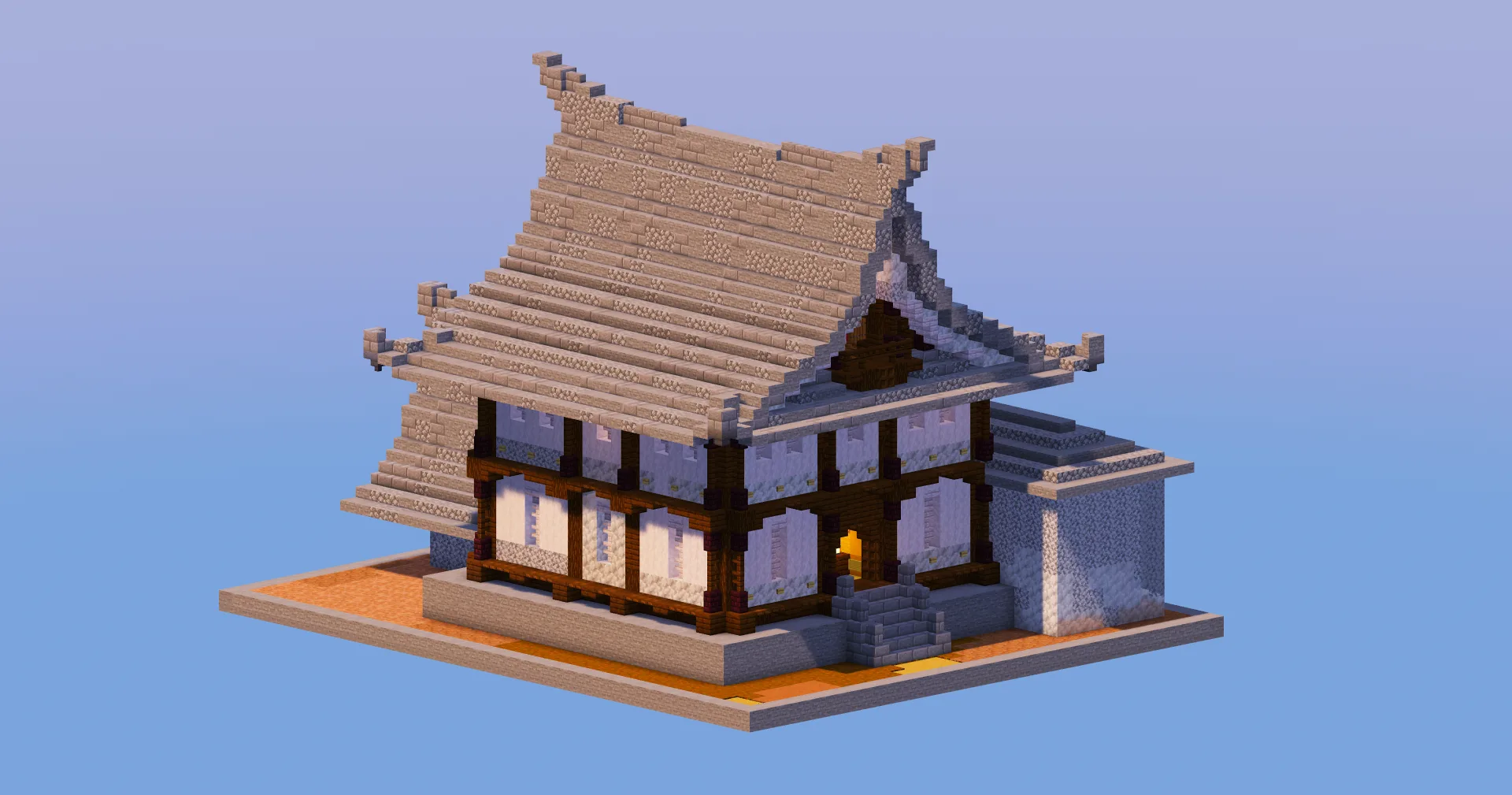 Gray Japanese Temple House