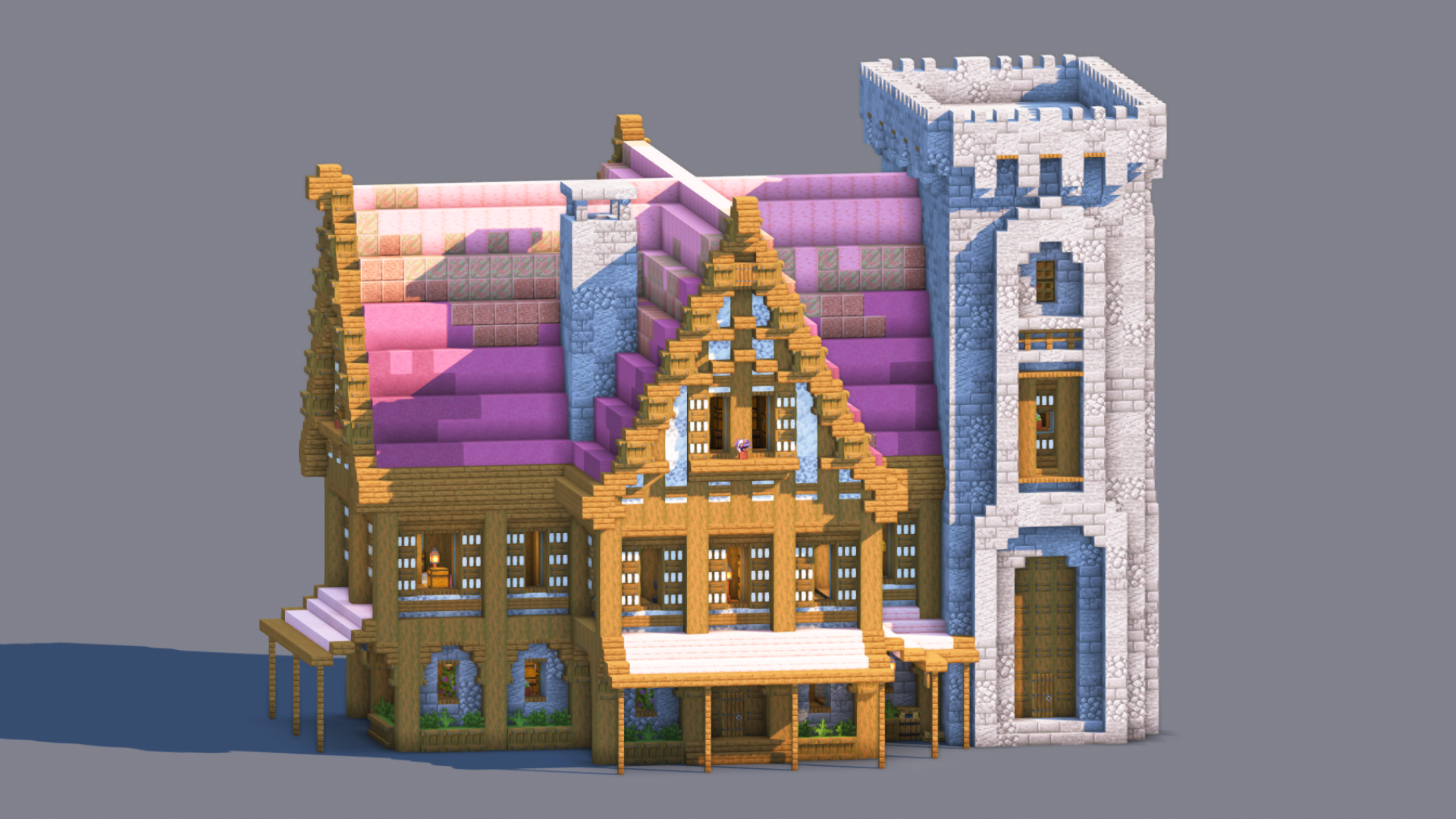 Minecraft Medieval House | Fully Decorated Interior | Survival House Download | Cherry Edition