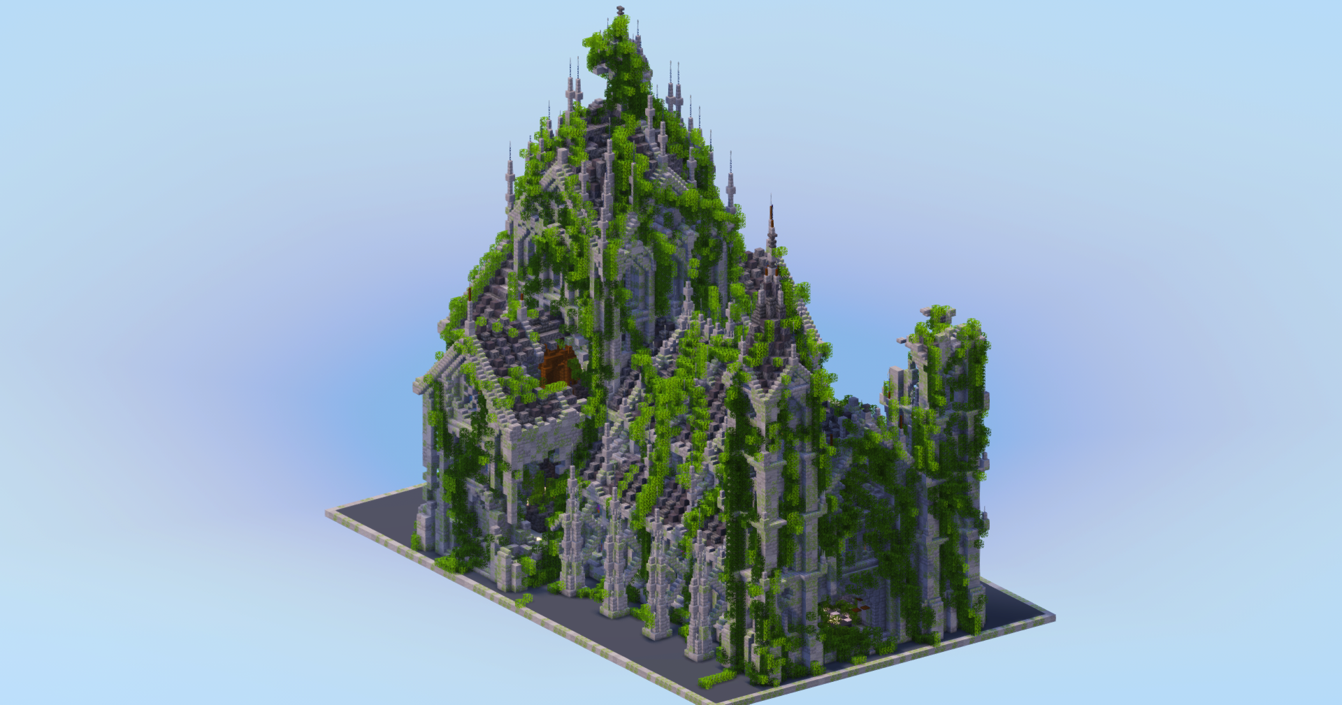 Ruined Overgrown Gothic Cathedral Original — Minecraft Build by LeonisBuilds