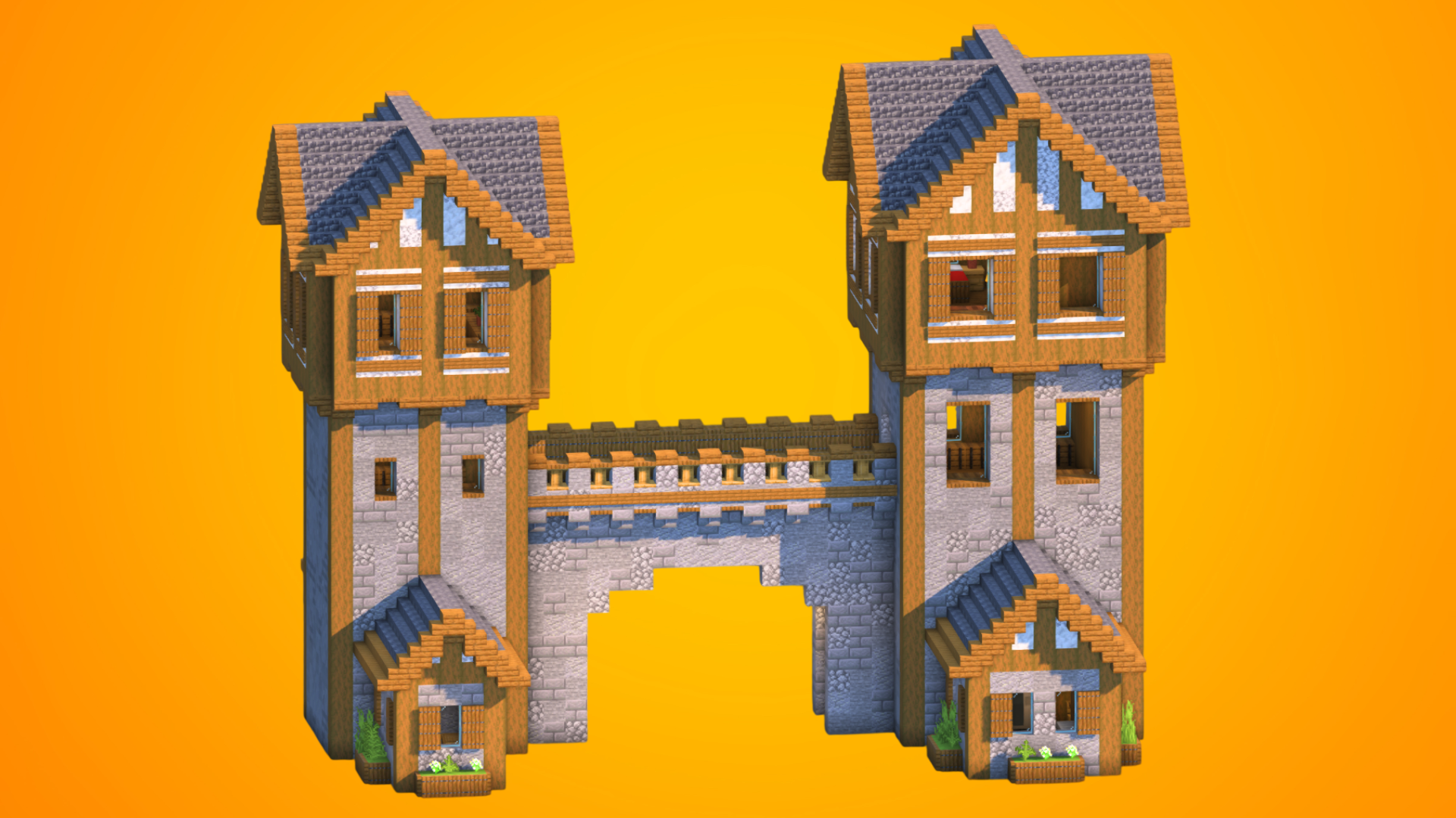 Medieval Gatehouse & Bridge Towers | Fully Furnished Interior — Minecraft Build by RaekonBuilds