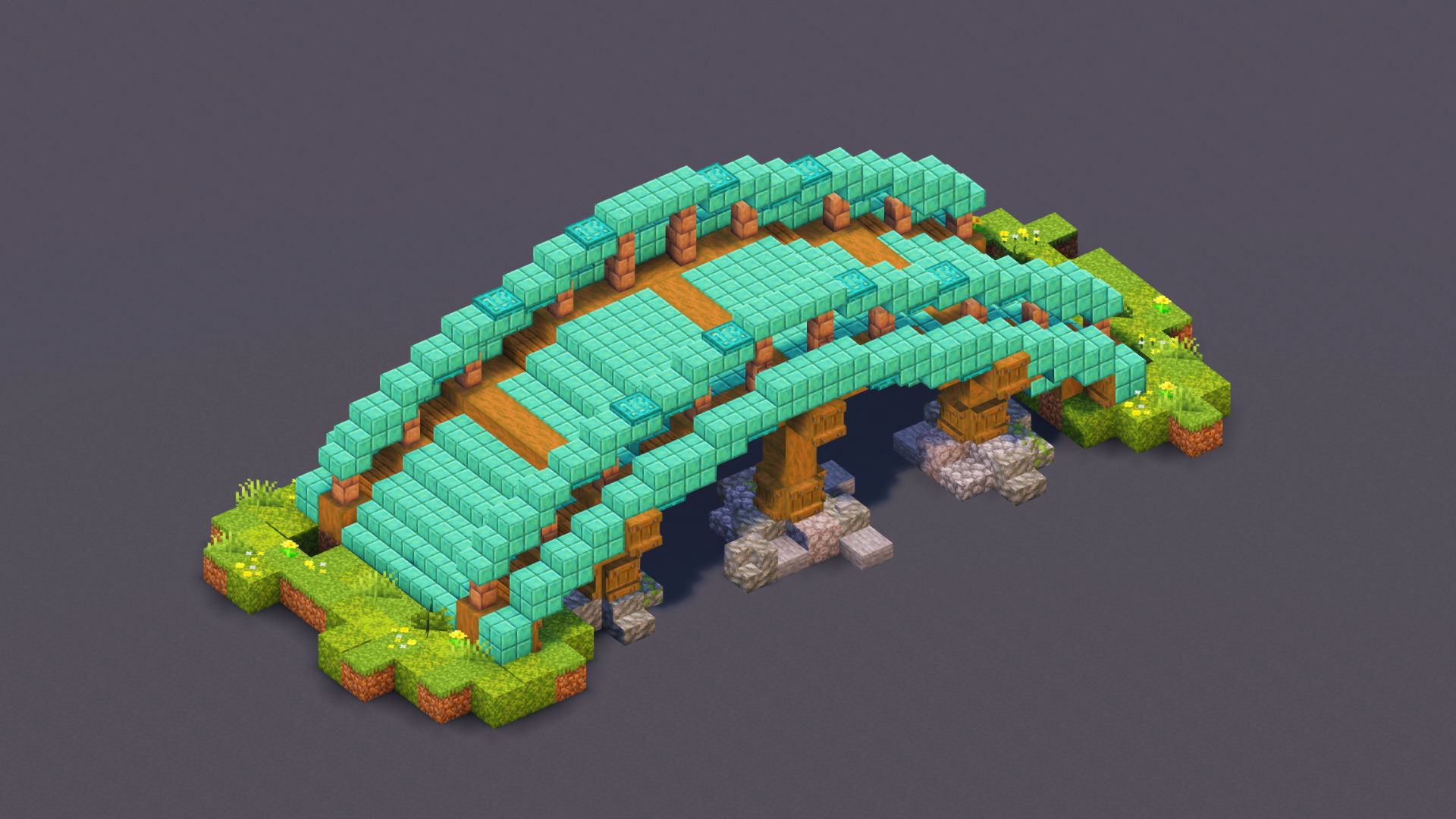 Dark Copper Japanese Bridge — Minecraft Build by MellowHat