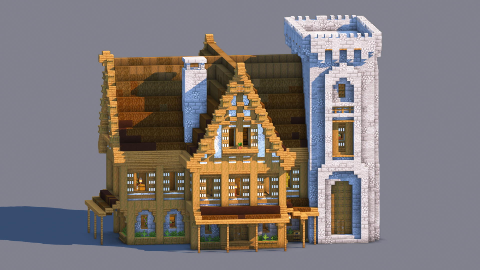 Minecraft Medieval House | Fully Decorated Interior | Survival House Download | Dark Oak Edition