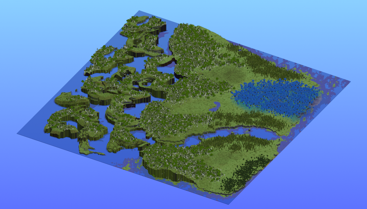 Survival Multibiome Fjords Cliffs 2000x2000 Blocks Custom Map, Fjords, Birch forest, Cypress forest, Oak Forest, Blue Fantasy Forest, Lakes, Rivers, Black Cliffs