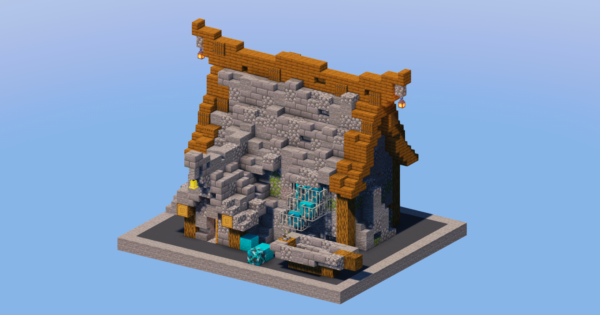 Stone Medieval Fisherman House — Minecraft Build by LeonisBuilds