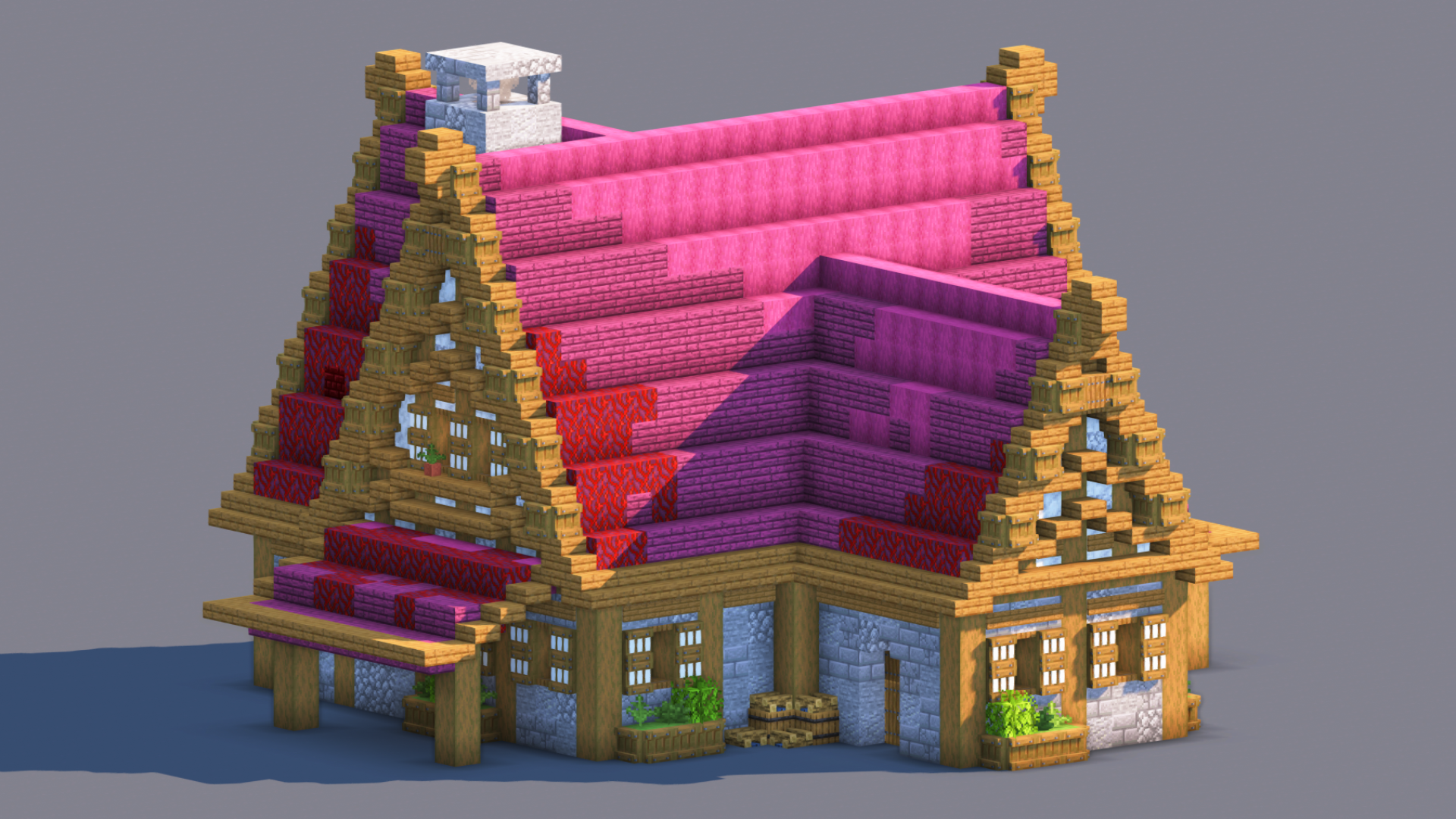 Minecraft Medieval House | Fully Decorated Interior | Survival House Download | Crimson Edition — Minecraft Build by RaekonBuilds