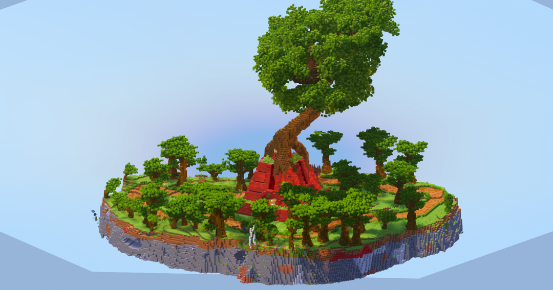 Floating Island with Aztec Temple, Server Spawn with Portals — Minecraft Build by LeonisBuilds