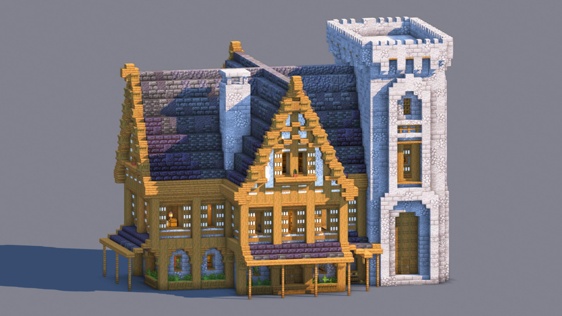 Minecraft Medieval House | Fully Decorated Interior | Survival House Download | Deepslate Edition