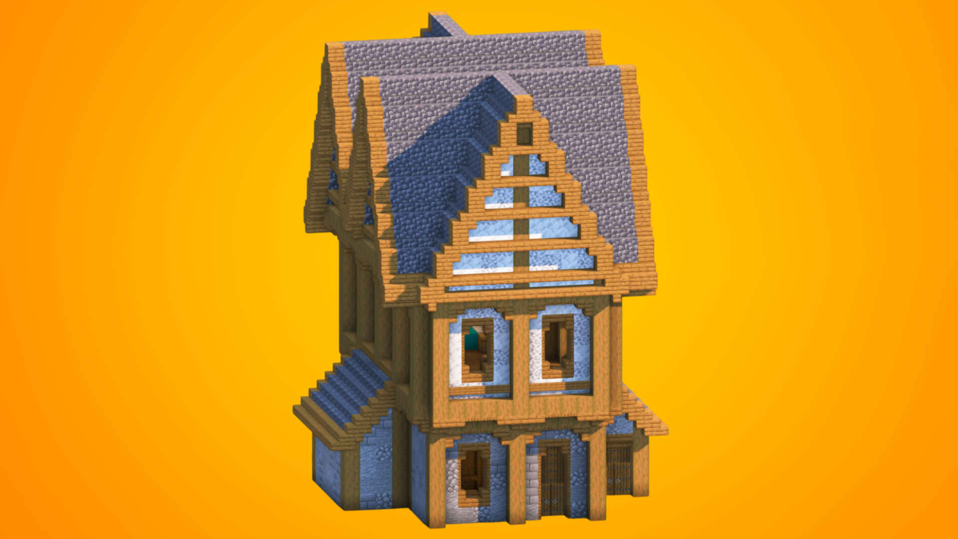 Medieval Triple-Gable Townhouse | Fully Furnished Interior — Minecraft Build by RaekonBuilds
