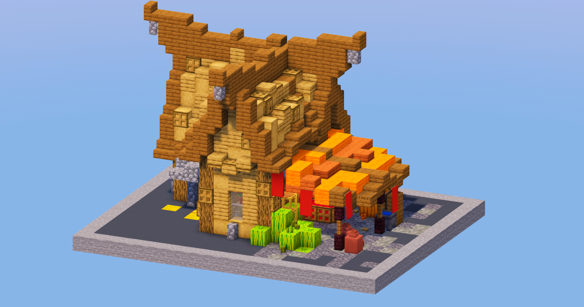 Oak Medieval Fruit Shop — Minecraft Build by LeonisBuilds
