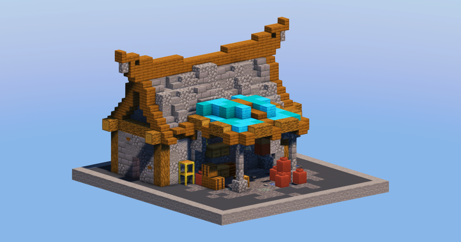 Stone Medieval Butcher House — Minecraft Build by LeonisBuilds
