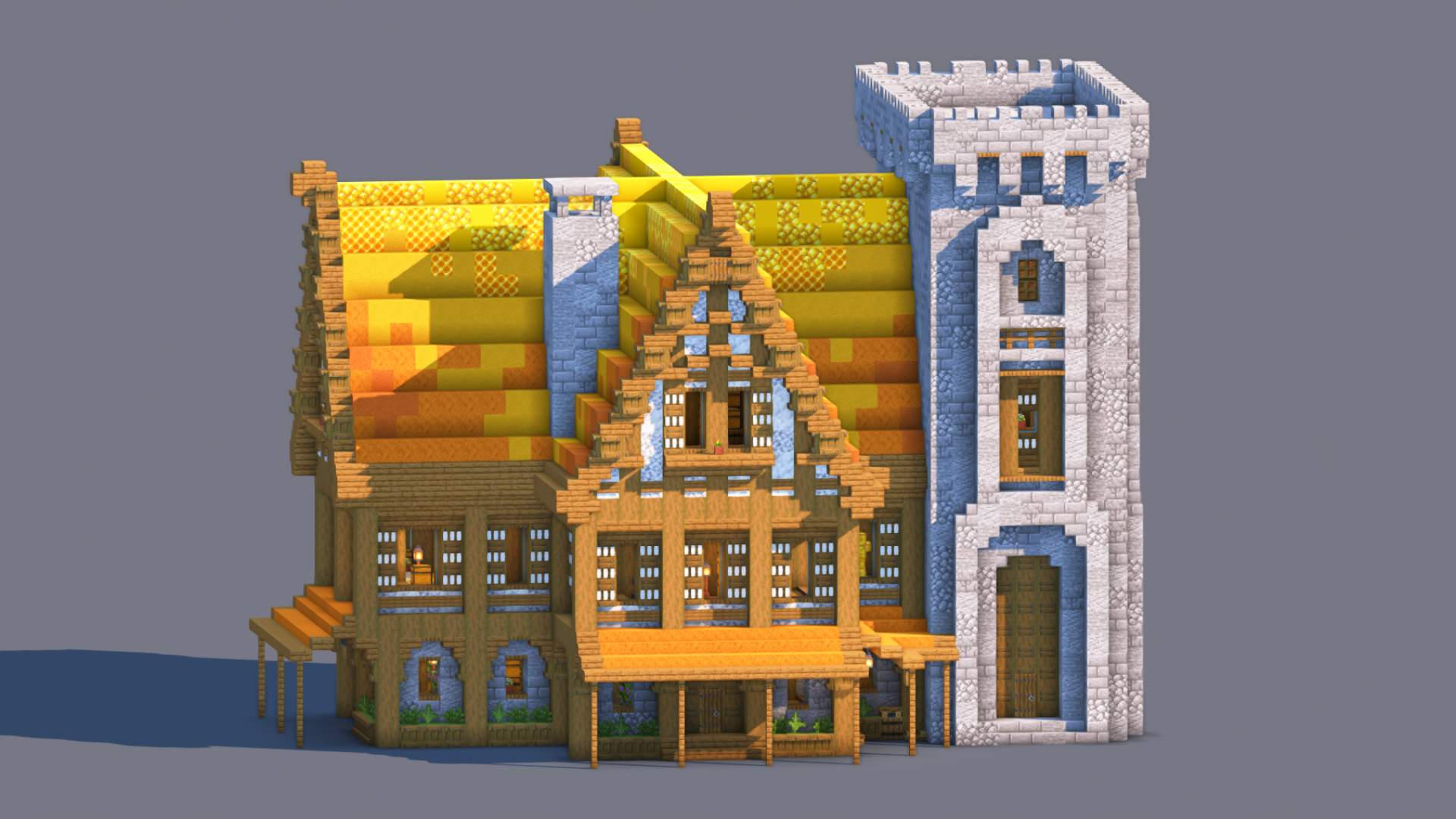 Minecraft Medieval House | Fully Decorated Interior | Survival House Download | Autumn Edition