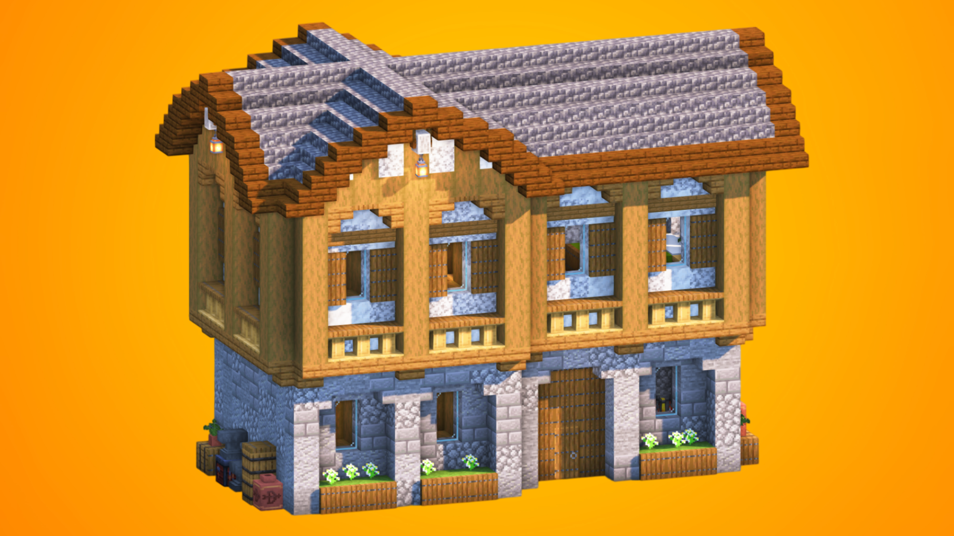 L-Shaped Medieval Townhouse | Fully Furnished Interior — Minecraft Build by RaekonBuilds