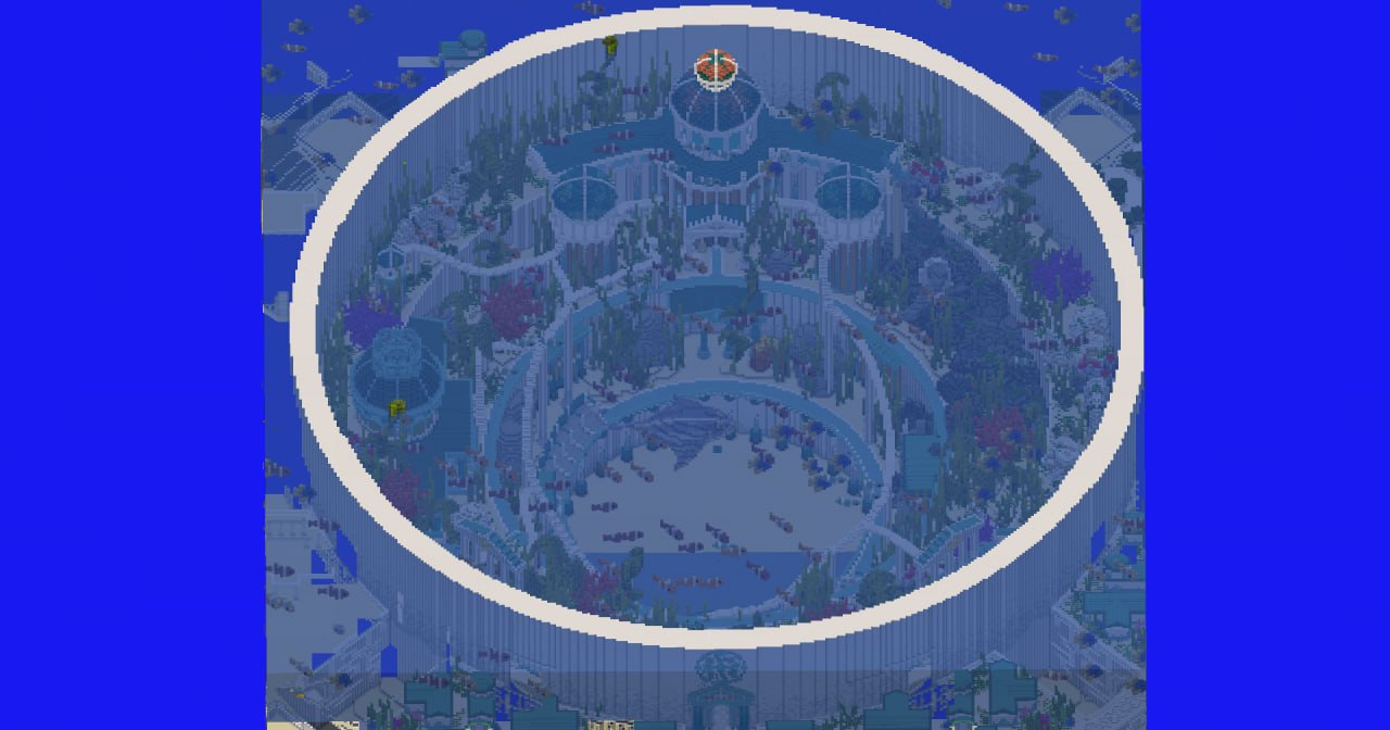 Atlantis Fully Built 300x300 Blocks Map, With Interiors, Many big buildings, Many Shell houses, Giant Tropical Fishes, Submerged, Giant Algae, Arena, Forge, Poseidon Room