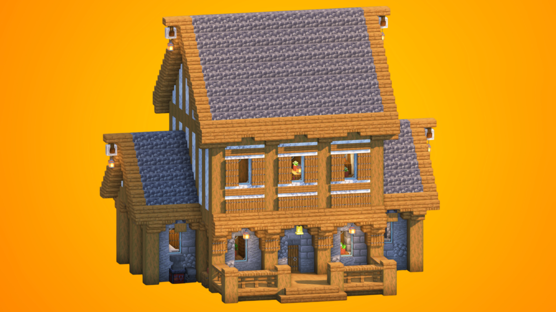 Medieval House with Front Porch | Fully Furnished Interior — Minecraft Build by RaekonBuilds