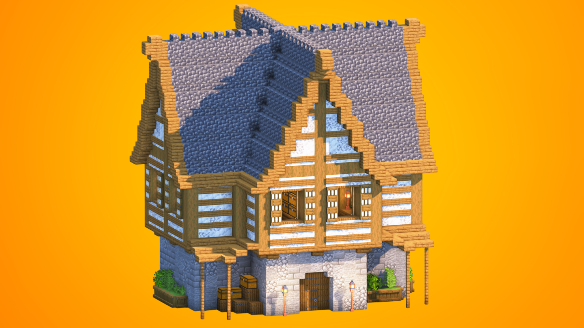 Medieval Cross-Gable House | Fully Furnished Interior — Minecraft Build by RaekonBuilds