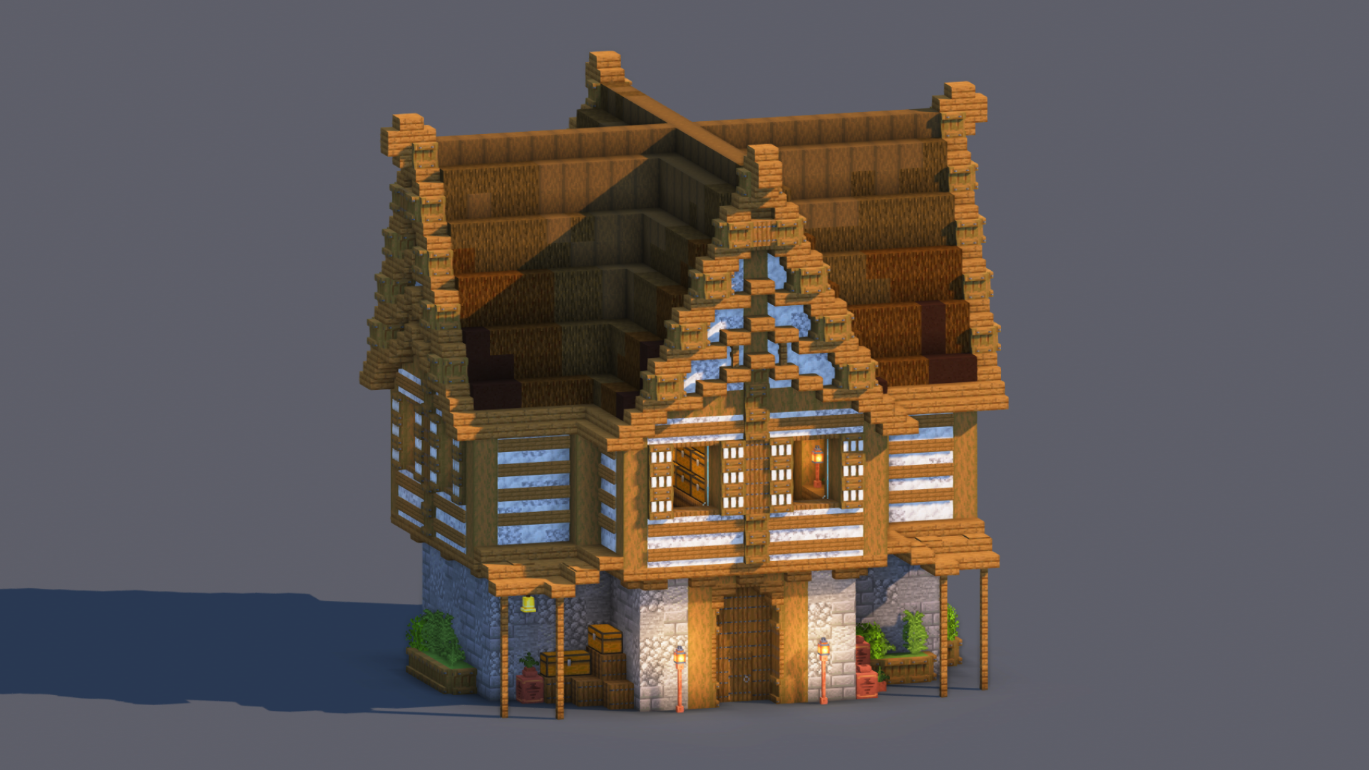 Minecraft Medieval House | Fully Decorated Interior | Survival House Download | Dark Oak Edition — Minecraft Build by RaekonBuilds