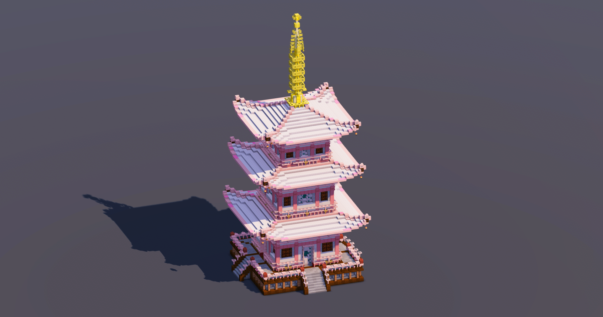 Medium White Cherry Japanese Pagoda — Minecraft Build by MellowHat