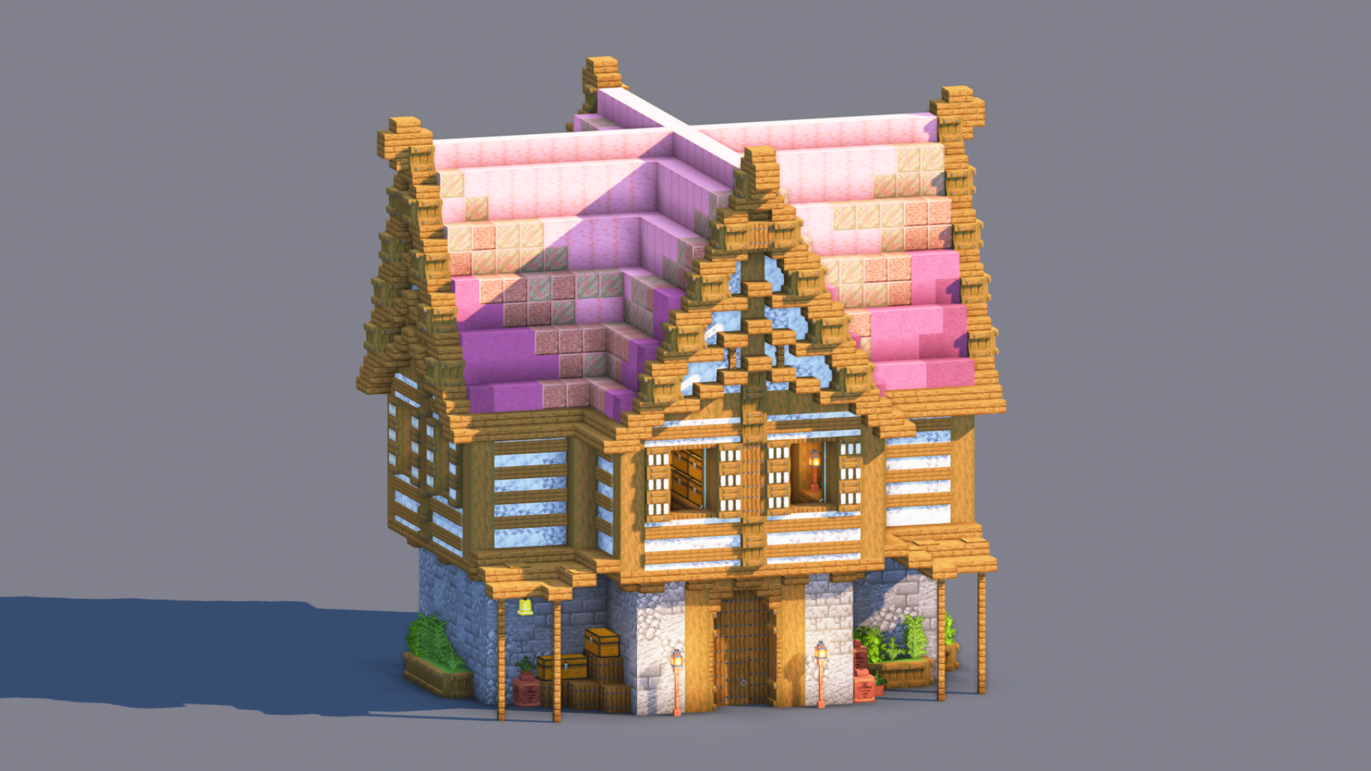 Minecraft Medieval House | Fully Decorated Interior | Survival House Download | Cherry Edition — Minecraft Build by RaekonBuilds